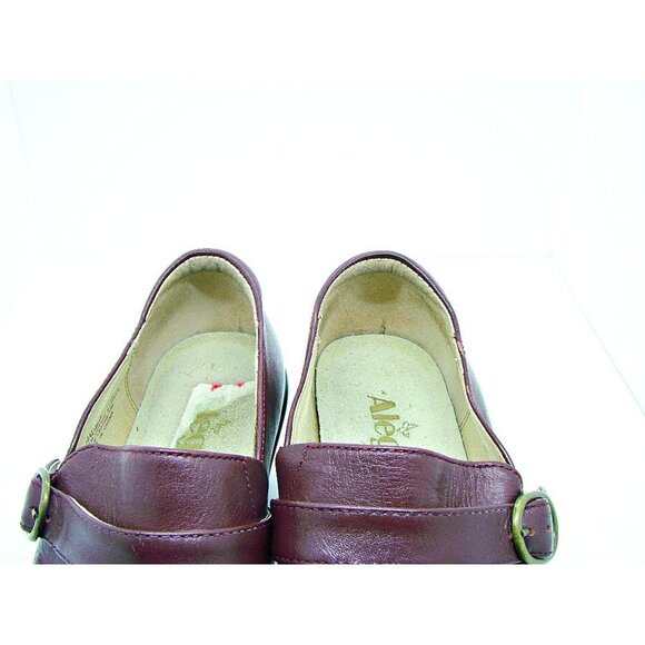 Womens ALEGRIA By PG Lite Burgundy Leather Clogs COMFORT Shoes Size 38 US 8 - Picture 11 of 12